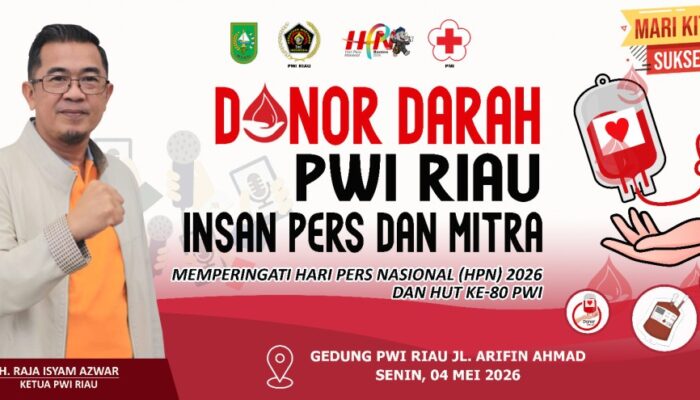 Semarakkan HPN dan HUT ke-80, PWI Riau Gelar Donor Darah Senin Mendatang