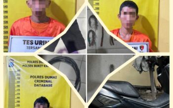 Polsek Bukit Kapur Ringkus Tiga Komplotan Pencuri Kabel Tower Telekomunikasi di Dumai