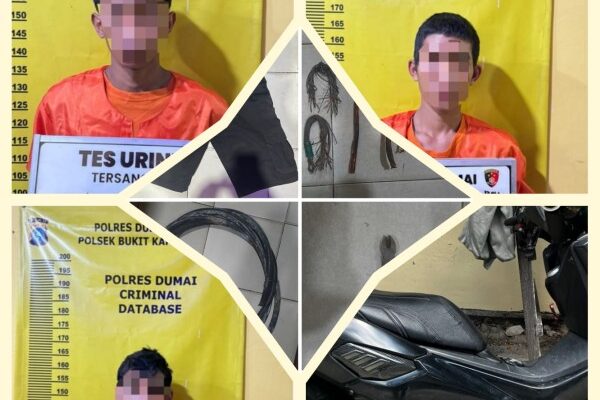 Polsek Bukit Kapur Ringkus Tiga Komplotan Pencuri Kabel Tower Telekomunikasi di Dumai